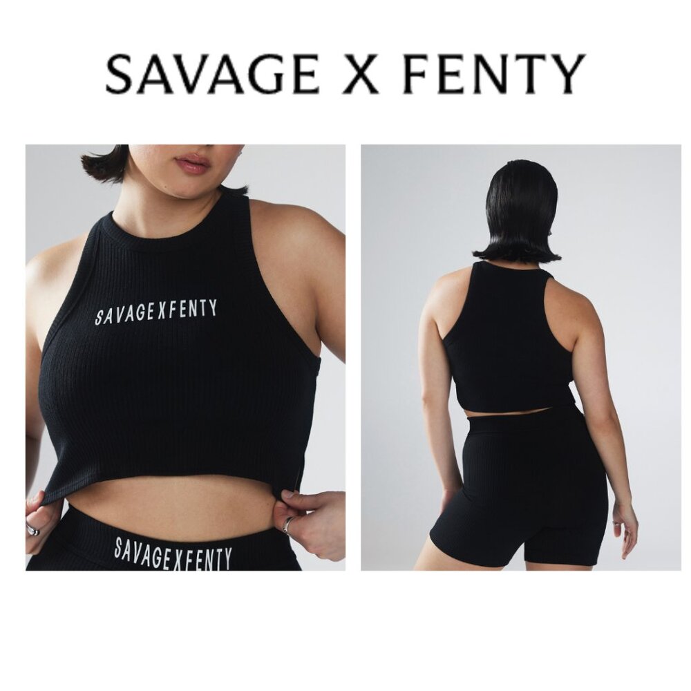 Savage X Fengy Ribbed Cropped Logo Tank Top (Size M)
